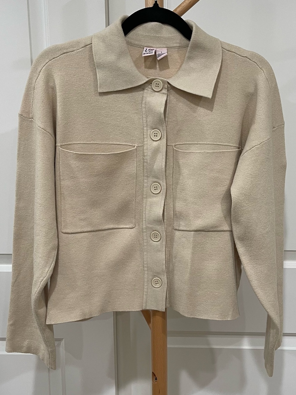 Love By Design Women’s Cream Button-Front Knit Jacket